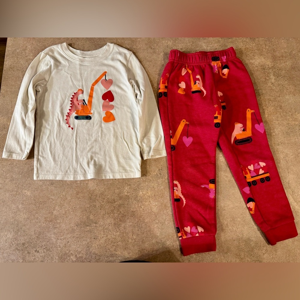 Cat & Jack Kids' Construction Pajama Set - White and Red